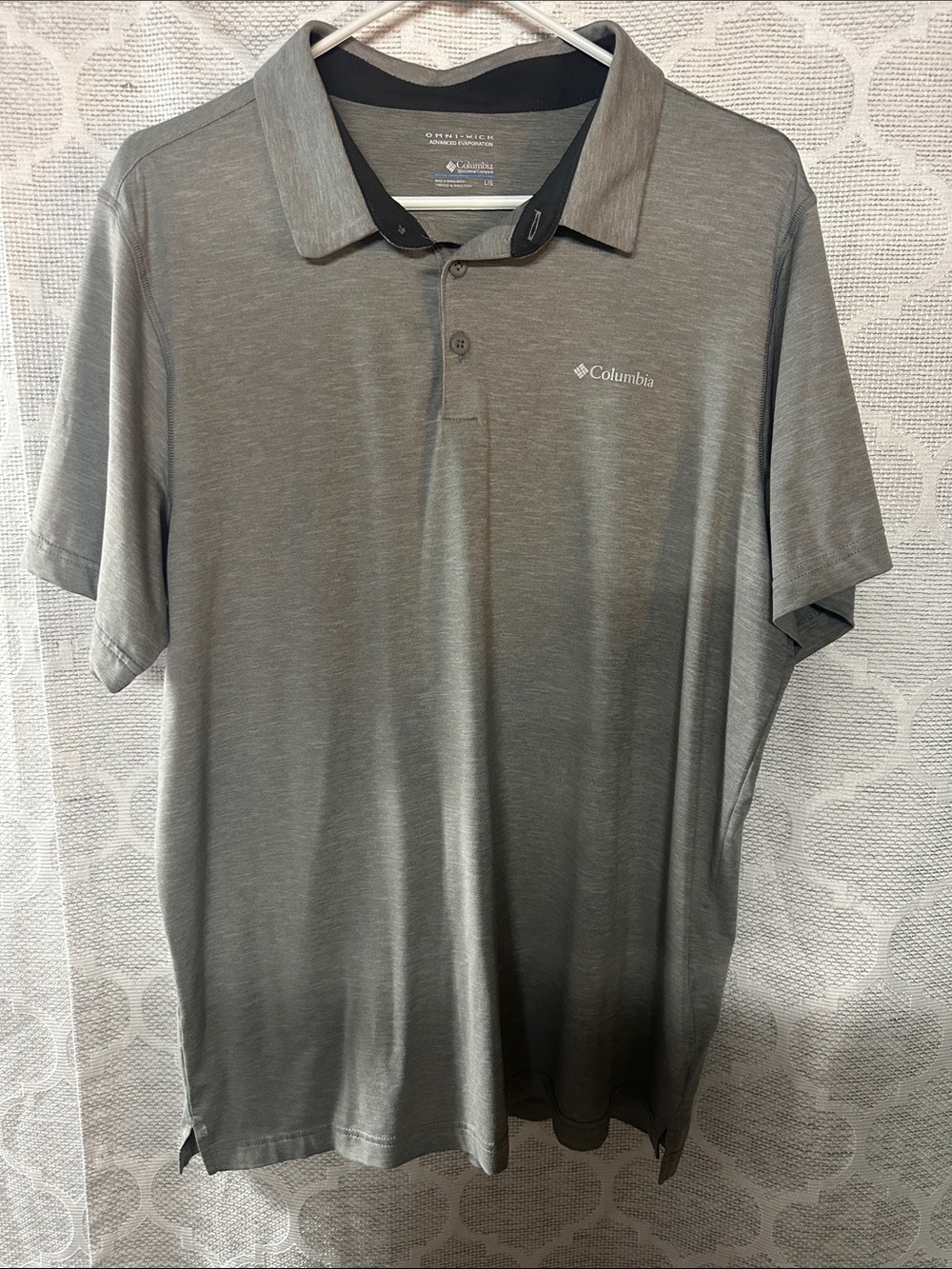 Columbia Tech Trail Performance Golf Polo Shirt Heather Grey Men's Size Large